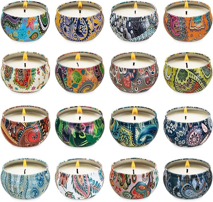 Set 16 Pack Scented Candles Gifts Soy Wax Travel Tin Jar Candles for Home 2.5 OZ Scented Candles for Mom for Christmas, Birthday, Thanksgiving, Mother's Day…