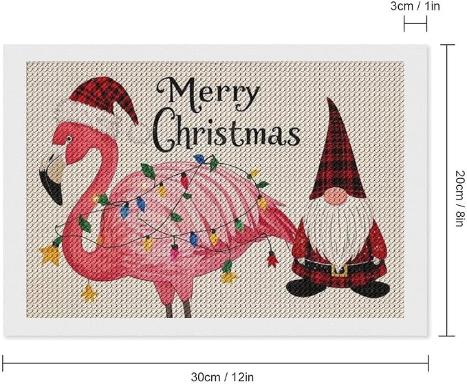 AIVKIEJK Diamond Painting Kits for Adults - Festive Flamingo Christmas Santa Hat Painting DIY 5D Full Drill Diamond Dots Paintings with Diamonds Gem Art and Crafts Home Decor 8"x12"