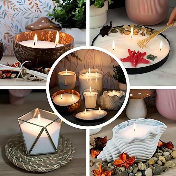 PHYMAT 3.5oz Pearled Candle, Candle Sand Wax with 50pcs Wicks, Refillable Sand Candles Kit for DIY Candles Making, Handmade Candles