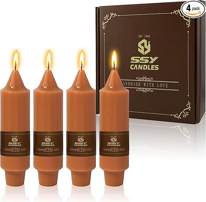 5 Inch Pumpkin Taper Candles Hand Poured Unscented Smokeless Short Chunky Tapered Candles for Cozy Living Room Hygge Farmhouse Kitchen Mantel Display