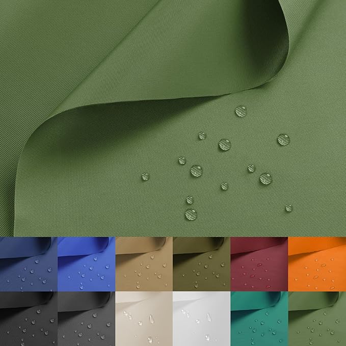 Nylon Fabric, 58" W 420D Waterproof Fabric 2 Yard Ripstop Nylon Material Outdoor Upholstery Twill Sewing Material for Patio Chair, Cushion, Purse, Tote Bag, Tent, Tarp Cover, DIY Project Retro Green