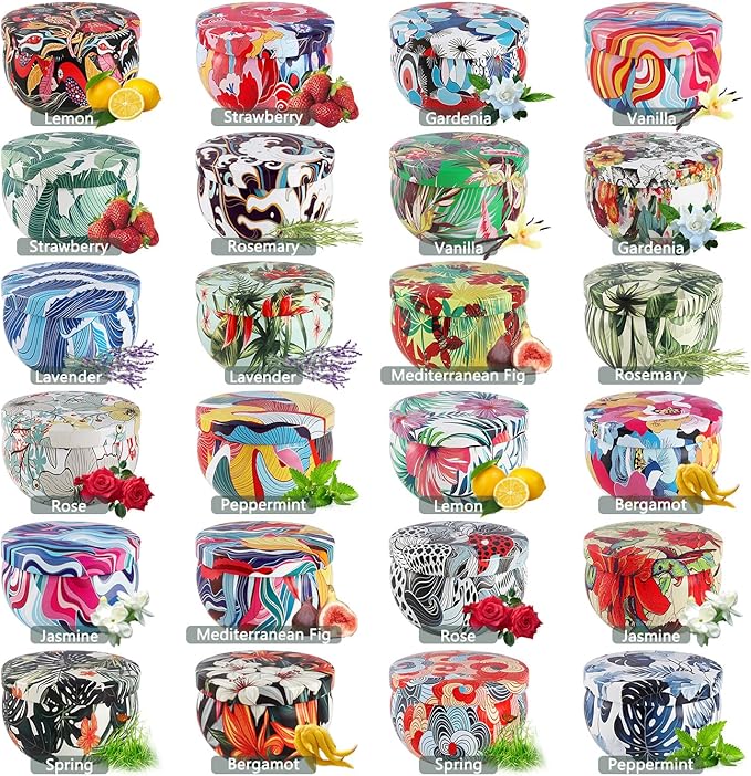 24Pack Scented Candles, Soy Wax Travel Tin Jar Candles, Aromatherapy Candles for Home 2.5 OZ for Mom for Christmas, Birthday, Thanksgiving, Mother's Day, Valentine's Day