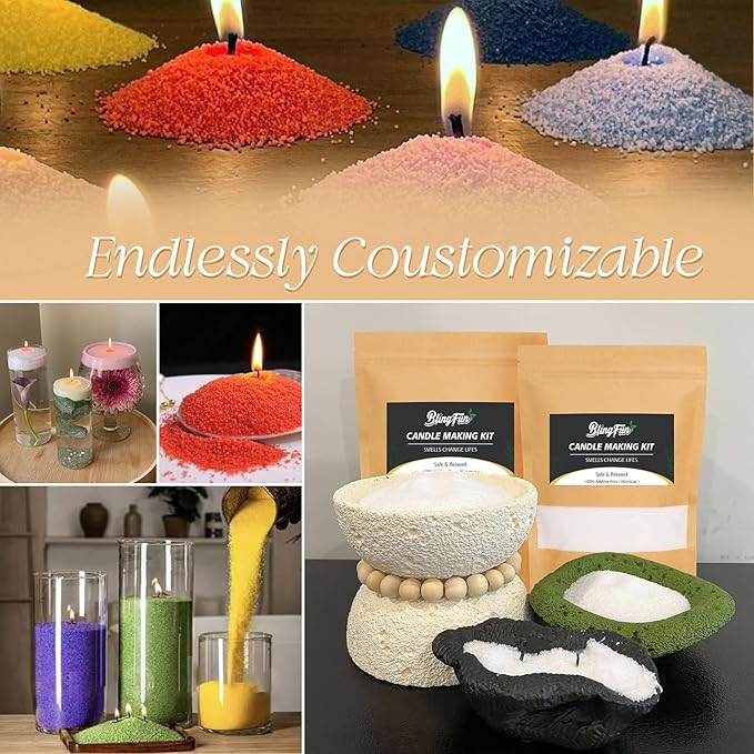 Snow Pearled Candles Sand-Refillable Sand Wax, DIY Candle Beads and Wicks, for Home Decor, Parties, Events-250g/9oz(Blue)