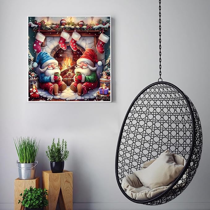 CZYWJMEI 5D Winter Diamond Painting Kits for Adults Beginners,DIY Christmas Gnome Diamond Art Kits,Full Round Drill Diamond Dot Gem Art Kits,Home Wall Decor 13.7x13.7nch