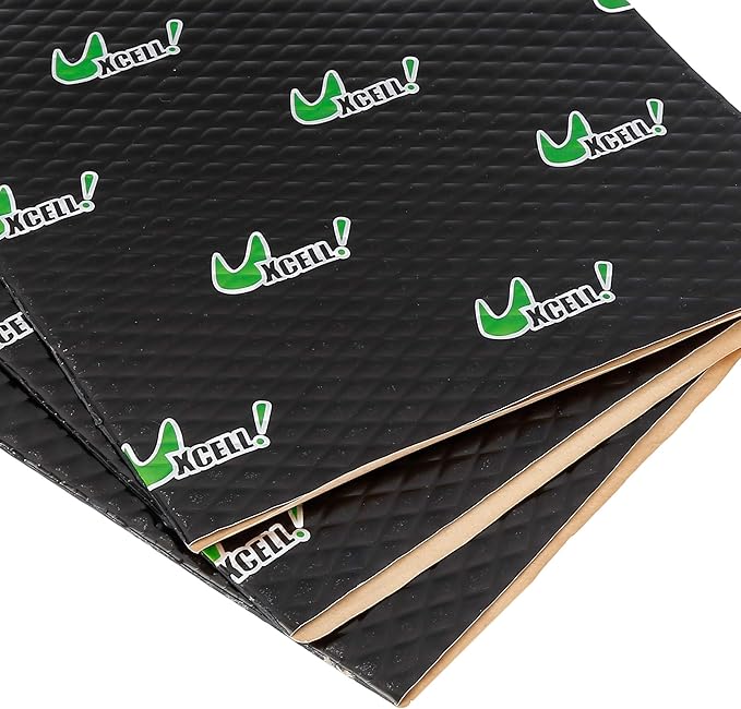 uxcell 17pcs 80mil 18sqft Car Sound Deadener Heat Insulation Mat Butyl Pad Damping Self Adhesive Deadening Material Door Roof Floor Sound Barrier Black