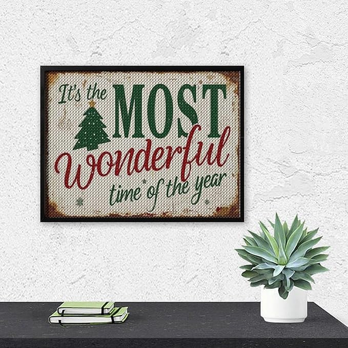 Diamond Painting Kits for Adults - Humorous Quote & Christmas Tree Most Wonderful Time of The Year Painting DIY 5D Full Drill Diamond Dots Paintings with Diamonds Gem Art And Crafts Home Decor 12"x16"
