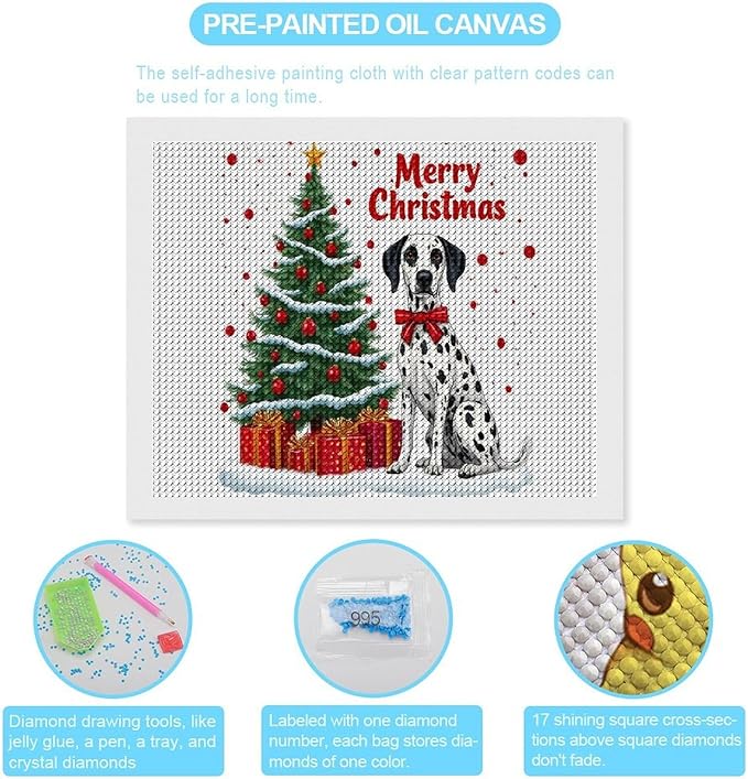 AIVKIEJK Diamond Painting Kits for Adults - Christmas Joyful Canine Holiday Painting DIY 5D Full Drill Diamond Dots Paintings with Diamonds Gem Art and Crafts Home Decor 16"x20"
