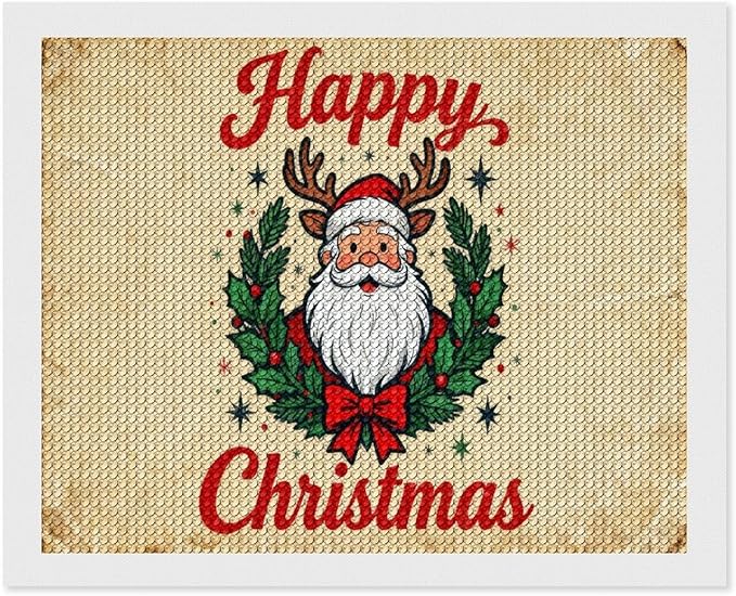 AIVKIEJK Diamond Painting Kits for Adults - Christmas Santa Claus Holly Berries & Snowflakes Painting DIY 5D Full Drill Diamond Dots Paintings with Diamonds Gem Art and Crafts Home Decor 16"x20"