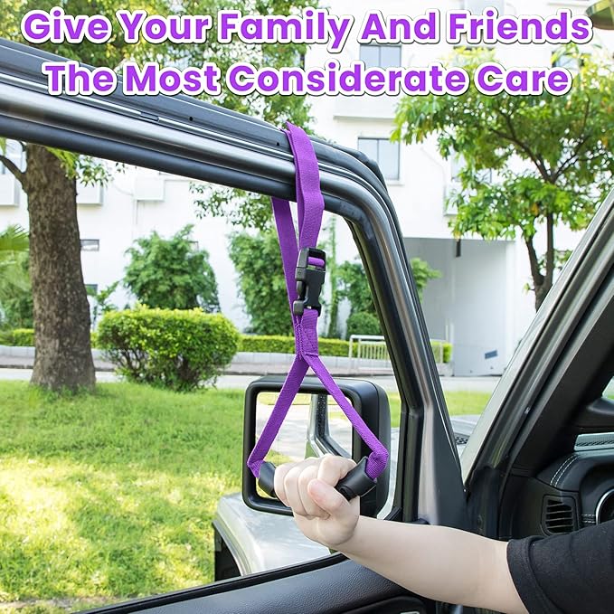 E-cowlboy Auto Cane Grab Handle Adjustable Standing Aid Safety Support Bar Nylon Grip Mobility Assist Device (Purple)