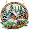 MOGTAA Christmas Diamond Art Hanging Kits for Adults Kids, Winter Landscape Diamond Art Suncatchers, 5D Special Shape Diamond Painting Window Pendant Kit for Home Garden Wall Decor