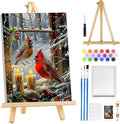 MOGTAA Christmas Cardinal Paint by Numbers Kit for Adults Beginners with Frame, Winter Adult Paint by Number Kits on Canvas with Easel, Easy DIY Candle Oil Painting Kits for Home Decor, 8x12in