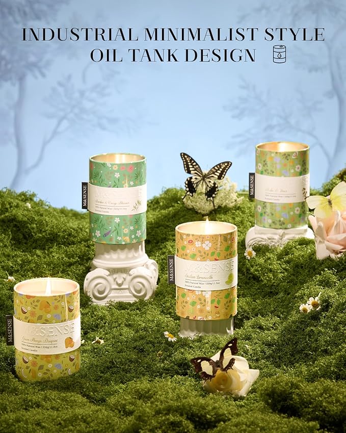 M&SENSE Spring Candle 11.3 oz,Bamboo Orange Blossom Scented Candle, Non-Toxin Soy Wax for Home Scented, Floral Candles for Women,Up to 70 Hours Burning Long-Lasting Fragrance