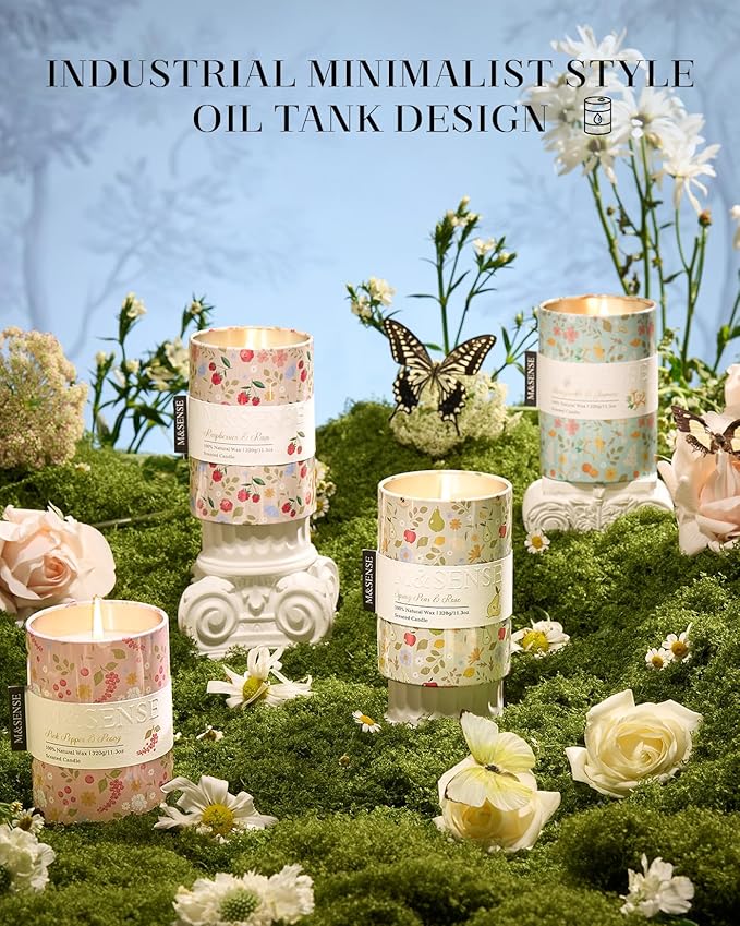 M&SENSE Spring Candle 11.3 oz, Raspberries Rain Scented Candle, Non-Toxin Soy Wax for Home Scented, Floral Candles Gift for Her, Up to 70 Hours Burning Long-Lasting Fragrance