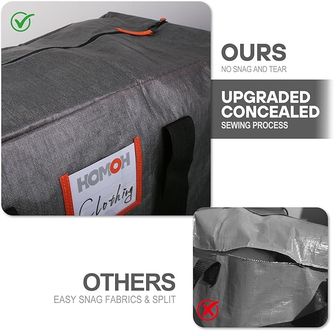 6 Pack Large Moving Bags, 115lb Capacity Heavy Duty Packing Bags with Internal Compression Straps, Storage Bag with Zippers and Strong Handles, Alternative to Moving Boxes -103L,Grey and Black