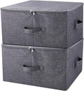 iwill CREATE PRO Pack of 2, Fabric Folding Washable Clothes Storage Boxes with Zip Lid for Wardrobe, Black Gray