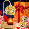 Candle Warmer Lamp with Timer Dimmer, Electric Candle Warmer with Adjustable Height for Home Decor, Office, Valentines Birthday Gifts for Women Men Mom, Wax Melter for All Jar Sizes, 2Bulbs, Gold