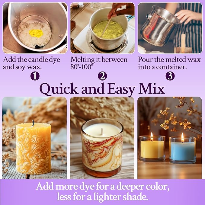 MAQIHAN Candle Dye for Soy Wax Candle Making - 16 Vibrant Colors Wax Dye for Soy Candle Making,Bulk Candle Soy Wax for Candle Making Supplies,Wax Coloring Dye for DIY Candle,Safe and Natural