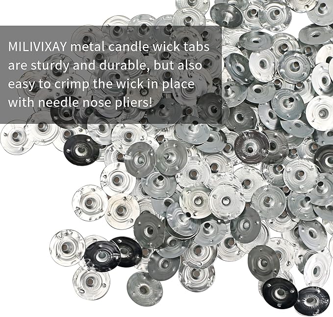 MILIVIXAY 400pcs Candle Wick Tabs - 2 Size Multi-Purpose Wick Tabs 20mm 12mm Perfect for Wide Variety Wicks.