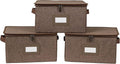 Covermates Keepsakes Zip-Top Storage Box Set, 3 Pack Heavy Duty Polyester Organizer Bins, Stackable Design, ID Window, Reinforced Handles, Closet Home Storage, Brown Heather