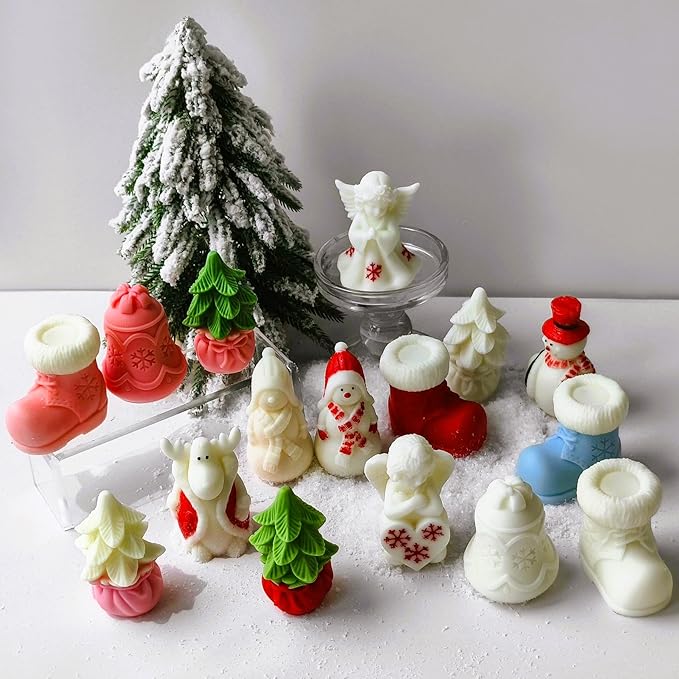 Christmas Tree Silicone Molds, Trees Candle Mold for Soap Soy Wax DIY Handcraft, Gift Bag Resin Molds Gift Wedding Party Home Dinner Festive Days Car Decoration