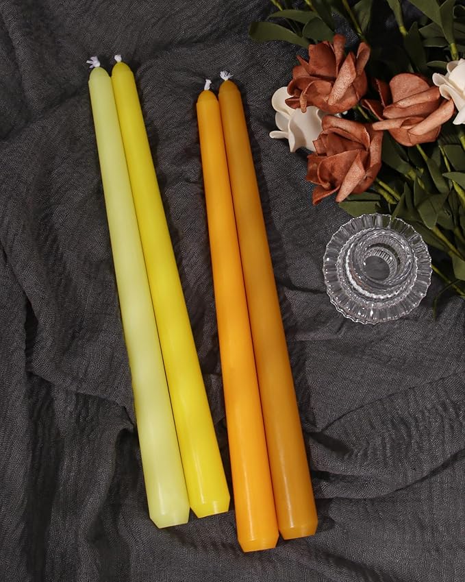Viyffo Taper Candles, 12 Inch, 20 Pack, Yellow – Unscented, Smokeless Design, Up to 8-Hour Burn – Tall Candlesticks for Table Decor, Weddings & Dinners