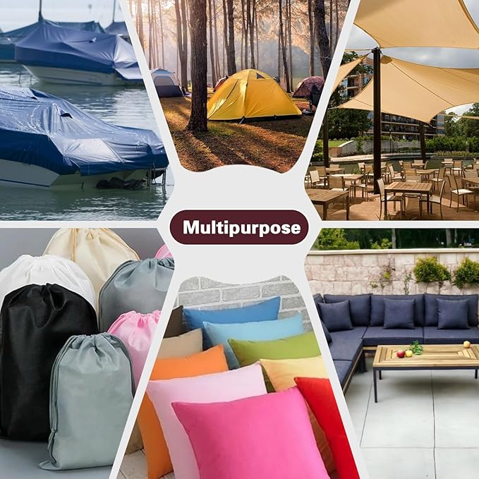 ANMINY 100% Waterproof Outdoor Fabric 5 Yards, 58" W 600D Marine Canvas Fabric with PVC Backing, Ripstop Upholstery Material by The Yard for Furniture Boat Covers Tent Awning, Wine Red