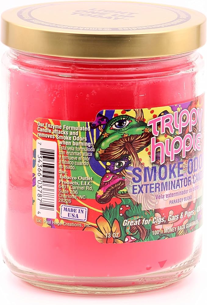 Smoke Odor Exterminator 13 oz Jar Candles Trippy Hippie, Pack of 2