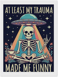 KIVJMSIDJA 5D Diamond Painting Kit for Skull Skeleton “At Least My Trauma Made Me Funny” Adults Full Drill Round Rhinestone Art Craft DIY Home Wall Decor 12"x16"