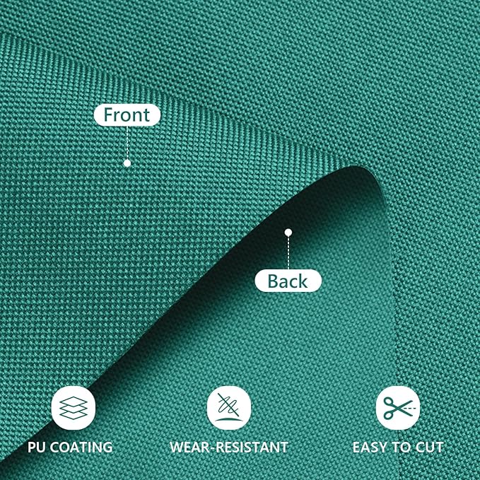 Waterproof Canvas Fabric by The Yard 58inch 600D Upholstery Material Polyester Fabric Outdoor Water Resistant Fabric for Sewing Chair Patio Cushion Purse Bag Interior, Pre Cut 2 Yard Teal