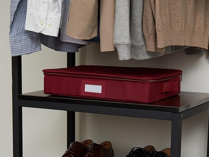 Covermates Keepsakes Zip-Top Storage Box Set, 3 Pack Heavy Duty Polyester Organizer Bins, Stackable Design, ID Window, Reinforced Handles, Closet Home Storage, Scarlett Red
