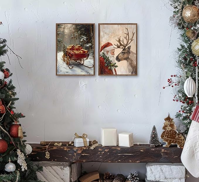 Paint by Number Kit for Adults & Kids, 2 Pack Christmas DIY Painting Kit, 16x20 Inch Canvas Each, with Brushes, Paints & Hanging Kits Unframed