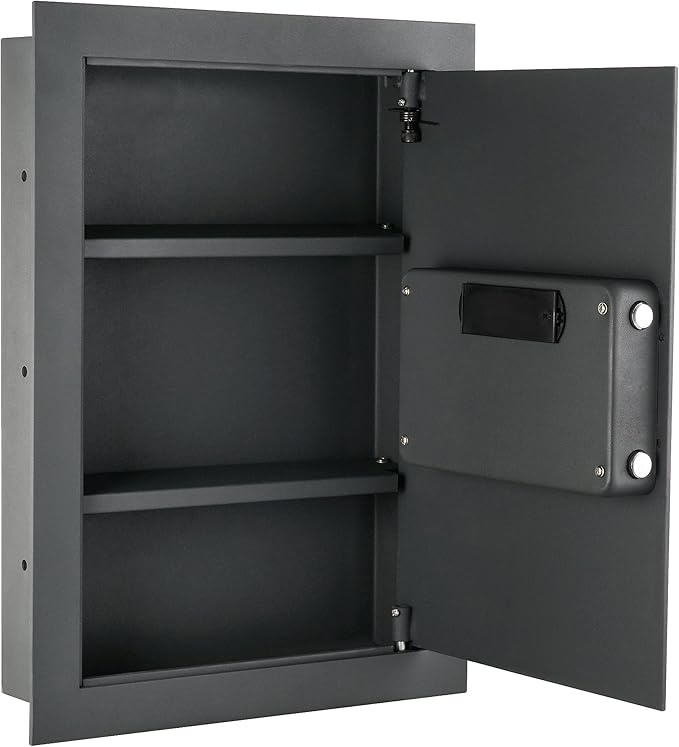In-Wall Safe with Electronic Keypad and 2 Manual Override Keys - Protect Money, Jewelry, and Passports at Home or Business by Paragon Safes (Gray)