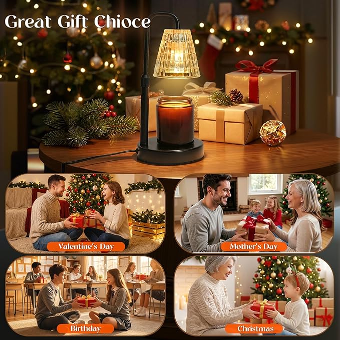 Glimra Candle Warmer Lamp with Timer,Dimmable Candle Warmwr for Jar Candles,Adjustable Cabdle Warmer Birthday Gifts,for Mom Women Friend Sister,Office Apartment Dorm Room Home Decor Black