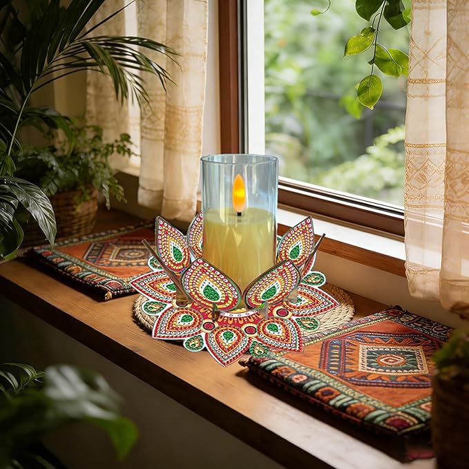 5D DIY Diamond Art Painting PVC Flower Candle Holders Tealight/Tea Light/Votive Candle Holder, for Table Centerpiece Home Décor Party Wedding Dinning-Flower-10