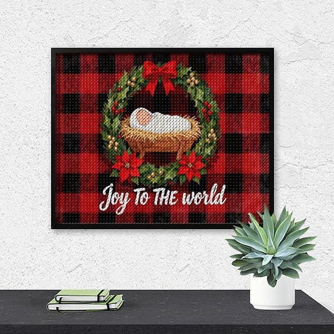 AIVKIEJK Diamond Painting Kits for Adults - Faith Christmas World Joy Painting DIY 5D Full Drill Diamond Dots Paintings with Diamonds Gem Art and Crafts Home Decor 16"x20"