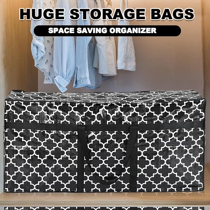 4 Pcs 66 Gallon Large Moving Bags with Zipper and Handles Christmas Tree Bags Foldable Heavy Duty XXL Totes for Christmas 4ft 5ft Tree Skeleton Blankets Storage(Plaid)