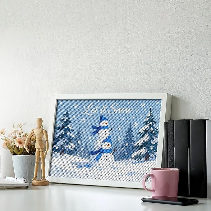 AIVKIEJK Diamond Painting Kits for Adults - Merry Christmas Snowman Winter Painting DIY 5D Full Drill Diamond Dots Paintings with Diamonds Gem Art and Crafts Home Decor 8"x12"