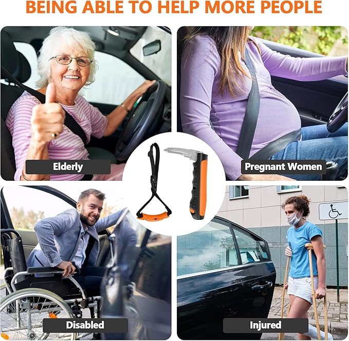 Kaiedos Car Door Handle for Elderly, 3-in-1 Car Handle Assist for Seniors, Portable Auto Cane Vehicle Support Handle, 500 lbs Capacity, Non-Slip Door Assist Bar