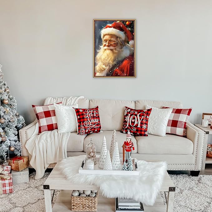 MEIYUDA Christmas Diamond Painting Kits for Adults, 5D Santa Claus Diamond Art Kits for Beginners, DIY Gem Art Crystal Painting for Home Wall Decor and Present 12x16inch