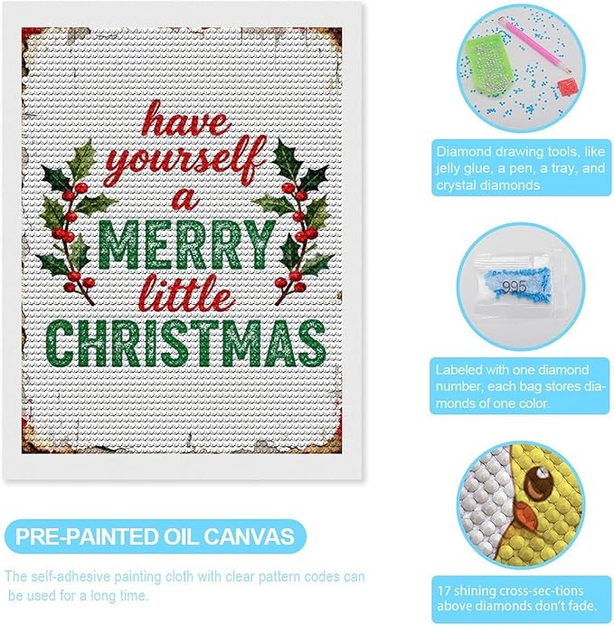 AIVKIEJK Diamond Painting Kits for Adults - Merry Christmas Santa Painting DIY 5D Full Drill Diamond Dots Paintings with Diamonds Gem Art and Crafts Home Decor 12"x16"