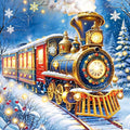 SENQAO Train Diamond Art Kits for Adult, Christmas Diamond Painting Kits for Beginners, DIY Full Drill Winter Holdiay Rhinestone Diamond Dots Gem Painting Art Craft Home Decor 12 x12 Inch