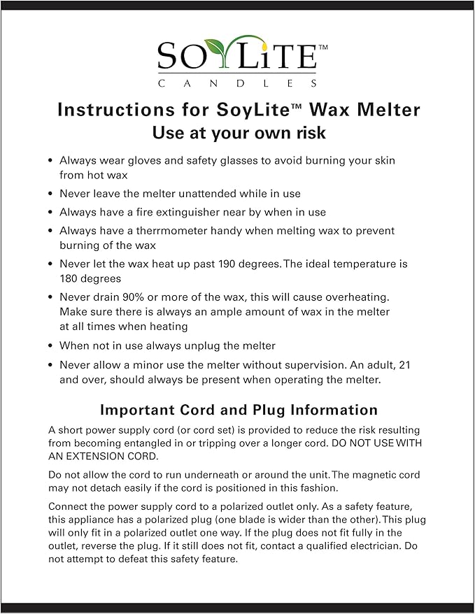 Wax Melter for Candle Making, Holds Approximately 7 Qts Or 14 Lbs of Melted Wax, Wax Melter Has Easy Pour Valve, by Soylite Candles