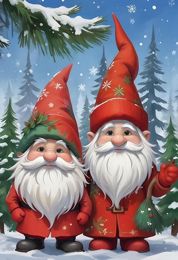 QZOTRXI 5D Christmas Diamond Painting Kits for Adults,DIY Diamond Art Christmas Gnome for Beginners, DIY Full Drill Paintings with Diamonds Gem Art Home Wall Decor 16x20 Inch