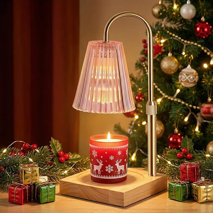 Dimmable Candle Warmer Lamp with Timer Electric Decor Candle Warmer for House Warming Candle Light for Jar Candles Wax Melt Warmer Presents for Women Mom Birthday Festival (Gold)