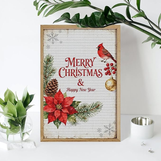 AIVKIEJK Diamond Painting Kits for Adults - Merry Christmas & Happy New Year Painting DIY 5D Full Drill Diamond Dots Paintings with Diamonds Gem Art and Crafts Home Decor 8"x12"