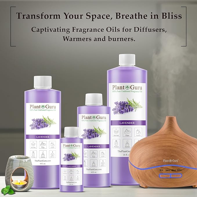 Lavender Fragrance Oil 4 fl. oz. Scented Oil for DIY Soap Making, Candles, Bath Bombs, Body Butters. Used in Aromatherapy Diffusers, Burners and Warmers. Great Addition to Lotions and Creams.