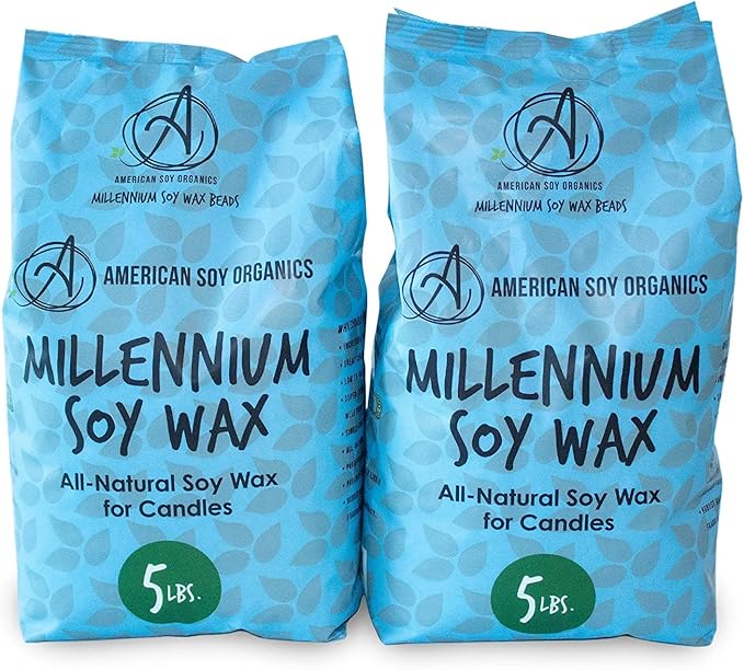 American Soy Organics Millennium Soy Beads for Candle Making - Natural Supplies - Paraffin-Free, Beeswax-Free Candle Wax for Container Candles, Tealights and Wax Melts, 10 lbs