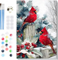 Bowetile Christmas Paint by Numbers for Adults Beginners Framed, Adults' Paint-by-Number Cardinal Kits on Canvas, Acrylic Number Painting Christmas Gifts for Home Wall Decor, 8x12in