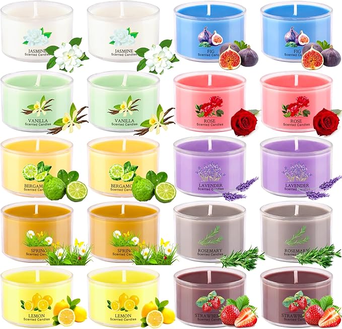 Aromatherapy Scented Candles 20 Pack - Small Candle Gift Set for Women with 10 Scents, 1.6oz Long-Lasting Soy Wax Candles for Relaxation, Yoga, Bath, Christmas Birthday Gifts, Home Decor