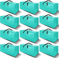 VELVETSURE 12 Pack Heavy Duty Large Moving Bags W/Backpack Straps - Strong Handles & Zippers, Storage Totes For Space Saving, Fold Flat, Alternative to Moving Box and Storage Bin, Aquamarine